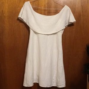 White Linen Boho Peasant Dress